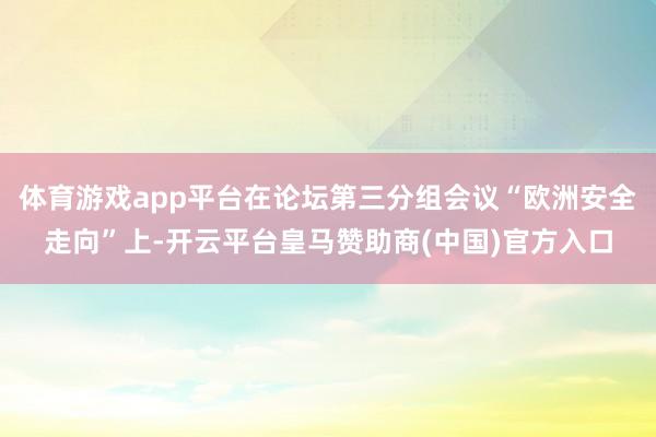 体育游戏app平台在论坛第三分组会议“欧洲安全走向”上-开云平台皇马赞助商(中国)官方入口