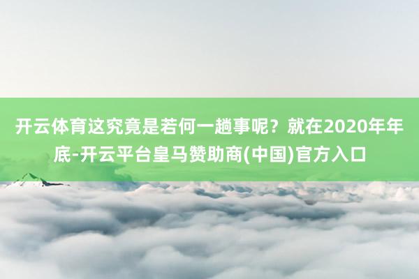 开云体育这究竟是若何一趟事呢？就在2020年年底-开云平台皇马赞助商(中国)官方入口