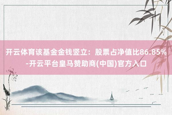 开云体育该基金金钱竖立：股票占净值比86.85%-开云平台皇马赞助商(中国)官方入口